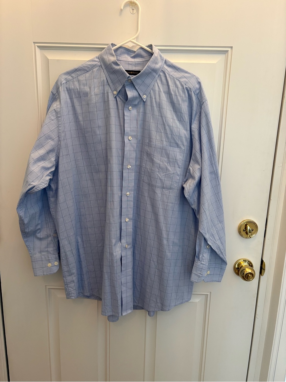Club Room Light Blue Windowpane Button-Down Dress Shirt
